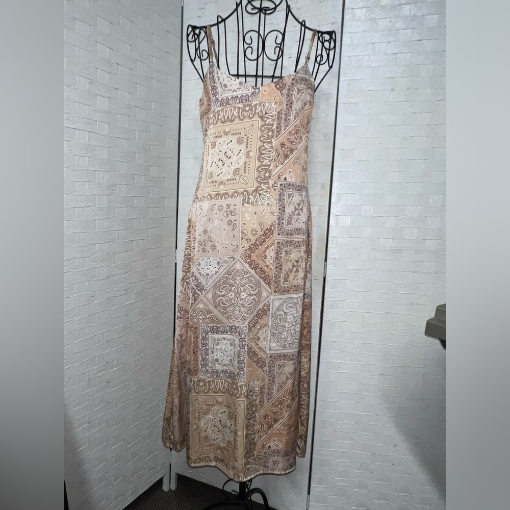 Tan Patterned Dress - image 2